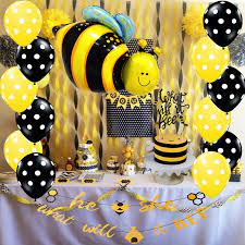 Decoration will be treated with honey or bee theme, or using the yellow and black, creative set the stage for the celebration of this great day. Bee Gender Reveal Banner Baby Shower Decorations Bumble Bee Cake Topper Balloons Kit Supplies Buy Online In Dominica At Dominica Desertcart Com Productid 138915339