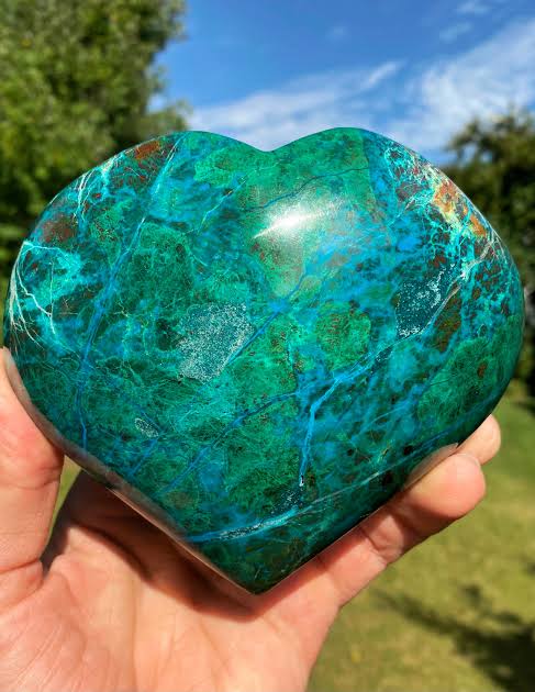 Polished Chrysocolla Heart, AI generated