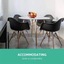 Shop ashley furniture homestore online for great prices, stylish furnishings and home decor. Artiss Dining Table 4 Seater Round Replica Dsw Eiffel Kitchen Timber White Buy Round Dining Tables 9350062130322