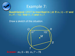 ° a quadrilateral inscribed in a circle. Inscribed Polygon Example