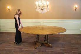 Round dining tables are ideal for small spaces and for making a small room feel more spacious. Large 64 84 Round Solid Oak Dining Table With Leaves