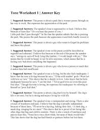 This Is The Answer Key For The Tone Worksheet 1 Reading Worksheets Poetry Worksheets Text Features Worksheet