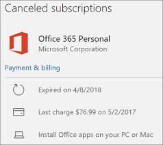 Shows An Office 365 Subscription That Has Expired Office 365 Personal Activities Cancel Subscription