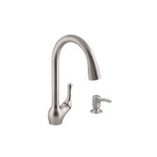 They are valves that control the release of liquids in your kitchen. Kohler Barossa Pull Down Kitchen Sink Faucet With Soap Lotion Dispenser In Brushed Nickel The Home Depot Canada