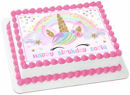 Unicorn sprinkles sheet cake latepost i love how it. Edible Unicorn Sparkles Wafer 1 4 Sheet Cake Topper Birthday Decoration Image Ebay