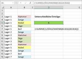 Die anzahl von einträgen in einem bereich zu zählen ist mit excel kein problem. Excel Unterschiedliche Eintrage In Einer Liste Zahlen Pcs Campus