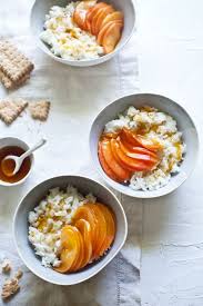 Chilled Riz Au Lait With Citrus Honey Poached Peaches Vegetarian Breakfast Recipes Food Recipes