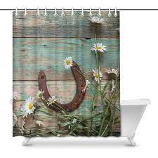 Goes so well with our farmhouse bathroom. Mkhert Rusty Horseshoe And Daisies On Rustic Old Barn Wood House Decor Shower Curtain For Bathroom Decorative Bathroom Shower Curtain Set 66x72 Inches Walmart Com Walmart Com
