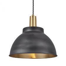 Black And Brass Dome Pendant Light Industville Sleek Dome Pendant 13 Inch Ceiling Light Light Shade Black Brass Colour Pewter Brass Material In 2020 Retro Lighting Brass Ceiling Light Industrial Style Lighting