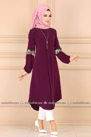 Modaselvim Tunic Tunic 918pl197 Damson Islami Giyim Tunik Elbise