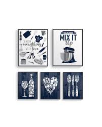 Modern Navy Blue Gray Kitchen Wall Decor Navy Blue Kitchen Etsy Blue Dining Room Decor Grey Kitchen Walls Grey Blue Kitchen