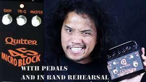 Quilter 101 Mini amp into Frontliner 2x8w cabinet with full pedalboard