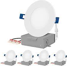 Adjustable lens, dimmable, 5 year unlimited warranty! Amazon Com Jullison Led Recessed Low Profile Slim Panel Light With Junction Box Air Tight 4 Inch 9w 550 Lumens 3000k Warm White Cri80 Dimmable Etl Listed 4 Pack Everything Else