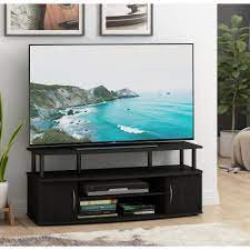 It has a great layout, a versatile size and a style that works in almost any home. Furinno Jaya 47 In Blackwood Particle Board Tv Stand Fits Tvs Up To 50 In With Cable Management 15113bkw The Home Depot