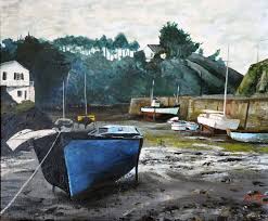 Le Port De Brigneau A Maree Basse Huile Sur Toile Maree Basse Tableau