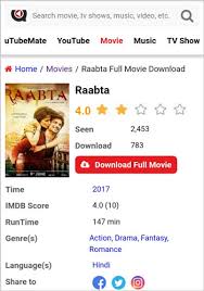 Raabta Full Movie Download In Hindi Hd 720p 480p Mp4 Share on facebook share on whatsapp. raabta full movie download in hindi hd
