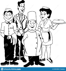 Aiuto Cameriere Dell Illustrazione Del Fumetto Di Vettore Del Gruppo Del Ristorante Cuoco Unico Cameriere Cameriera Di Bar Illustrazione Vettoriale Illustrazione Di Operaio Servizio 136216500