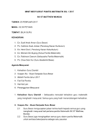Minit mesyuarat panitia matematik bilangan 1 tahun 2016 tarikh. Minit Mesyuarat Panitia Matematik Bil 1 2017