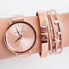 Michael Kors Ladies Watch Mk3793 Bridgette Stainless Steel Color Rosegold Cryst Watches Women Michael Kors Womens Designer Watches Stylish Watches For Girls