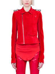 Rick Owens Fw19 Larry Classic Stooges Jacket In Cardinal Red Heavyweight Suede Leather Jackets Rick Owens Jacket Red Leather Jacket