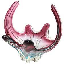 Large Mid Century Modern Murano Italian Sommerso Art Glass Bowl 1960s Art Glass Bowl Glass Art Modern Murano