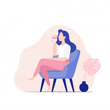Young Woman Sitting In The Chair And Eating Sweet Cupcake Woman Eating Muffin Side View In 2020 Illustration Character Design Flat Design Illustration Vector Illustration Design