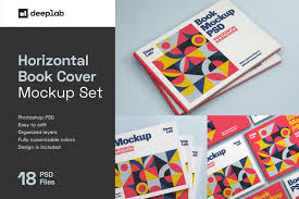 Download Horizontal Book Cover Mockup Set In Product Mockups On Yellow Images Creative Store PSD Mockup Templates