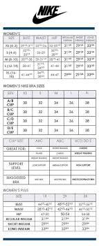 nike womens regular bra and plus size charts via dillards