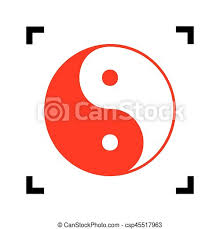 Ying Yang Symbol Of Harmony And Balance Vector Red Icon Inside Black Focus Corners On White Background Isolated Canstock