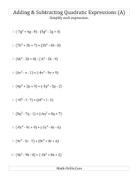 Adding And Subtracting And Simplifying Quadratic Expressions A Algebra Worksheet Simplifying Rational Expressions Quadratics Rational Expressions