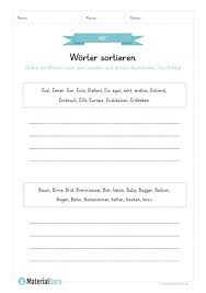 Arbeitsblatt Alphabet Worter Sortieren Nach Dem Zweiten Und Dritten Buchstabe 02 Worter Sortieren Buchstaben Sortieren Alphabet Worter