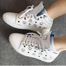 mcm white classic visetos hi top sneakers shoes 37