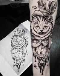 Grey Cheshire Cat Tattoo Best Tattoo Ideas Gallery Tattoossleeve Cheshire Cat Tattoo Leg Tattoos Sleeve Tattoos