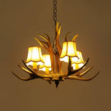 Antlers Decoration Bedroom Hanging Light Resin 3 4 5 Lights Antique Style Chandelier With Tapered Shade Susuohome Com