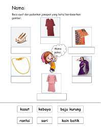 Proses kerja hari graduasi prasekolah. Pakaian Dan Aksesori Worksheet