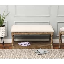 Bedroom benches that tuck away beautifully at the foot of the bed are a wonderful solution to this problem. Upholstered Beige Linen Entryway And Bedroom Bench Overstock 32127662