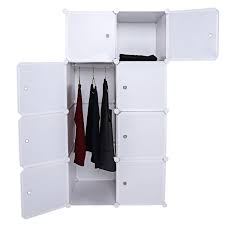 This closet is freestanding, but we do recommend attaching to the wall just to prevent forward tipping. Fashine 4 Tier Multi Use Plastic Wardrobe Diy Portable White 8 Cube Closet Organizer Shelf Freestanding Bedroom Armoire Book Toy Storage Cabinet With Doors Hanging Rod Us Stock Buy Online In Bosnia And