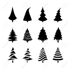 Black and white christmas tree silhouette. Vector Black Silhouette Of A Christmas Tree Icons Isolated On Royalty Free Cliparts Vectors And Stock Illustration Image 90920943