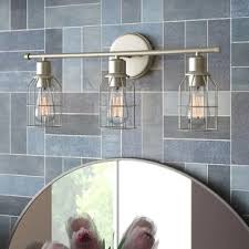 Liylan 2 light bathroom vanity lighting fixtures, vintage farmhouse wall sconces. Farmhouse Rustic Brushed Nickel Vanity Lighting Birch Lane