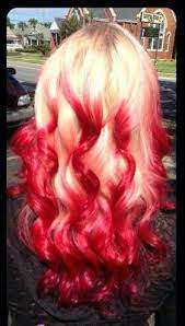 Blonde And Red Dip Dyed Ombre Hair Reverse Ombre Hair Hair Color Unique Colored Hair Tips