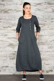 Dark Grey Long Linen Dress 100 Pure Linen Loose Fitting Dress With Pockets Buttons Women Maxi Dresses Casual Fashion Clothing Maxi Dresses Casual Loose Fitting Dresses Linen Maxi Dress