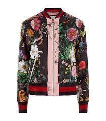 Gucci Floral Snake Bomber Jacket Available To Buy At Harrods Shop Designer Fashion Online And Ea Colorful Bomber Jacket Silk Bomber Jacket Satin Bomber Jacket