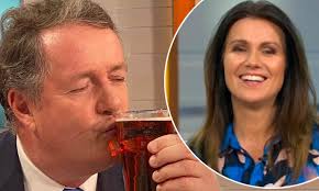 Piers Morgan downs a pint at 6:40AM and jokes teetotal Susanna Reid is  'dull'