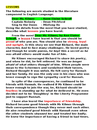 English literature components and novels. Lessons