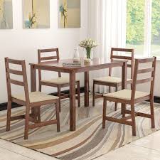 Vasagle bar table set, bar table with 2 bar stools, dining table set, kitchen counter with bar chairs, industrial for kitchen, living room, party room, rustic brown and black ulbt15x. Emilia Solid Wood 4 Seater Dining Table Set Decornation