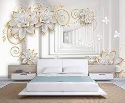 3d White Flowers And Leaves With Butterlies Wallpaper Design Living Room Wallpaper 3d Wallpaper Designs For Living Room Wallpaper Decor