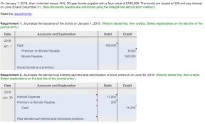 · required journal entries include o issuing the bond at par, discount or premium o calculating and recording the bond interest payments o $249,246 premium 20 periods. Solved What Were The Calculations That Were Done To Get T Chegg Com