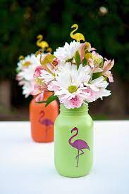 Flamingo Mason Jars Flamingo Party Favors Hawaiian Party Decor Luau Party Centerpieces Flamingo Party Favors Luau Party Centerpieces Flamingo Party