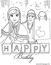Anna And Kristoff Happy Birthday Colouring Page Coloring Pages Printable