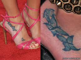 Girls love to make flowers, hearts, stars, arrows or dates on their feet. 190 Celebrity Foot Tattoos Steal Her Style